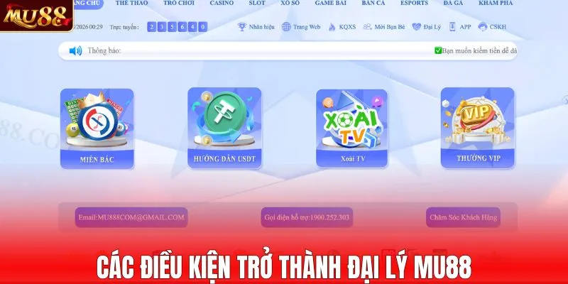 Các điều kiện trở thành đại lý MU88