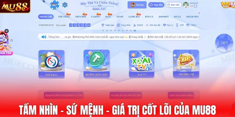 Tầm nhìn - sứ mệnh - giá trị cốt lõi của MU88