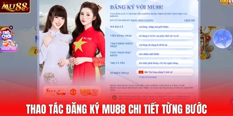 Thao tác đăng ký MU88 chi tiết từng bước